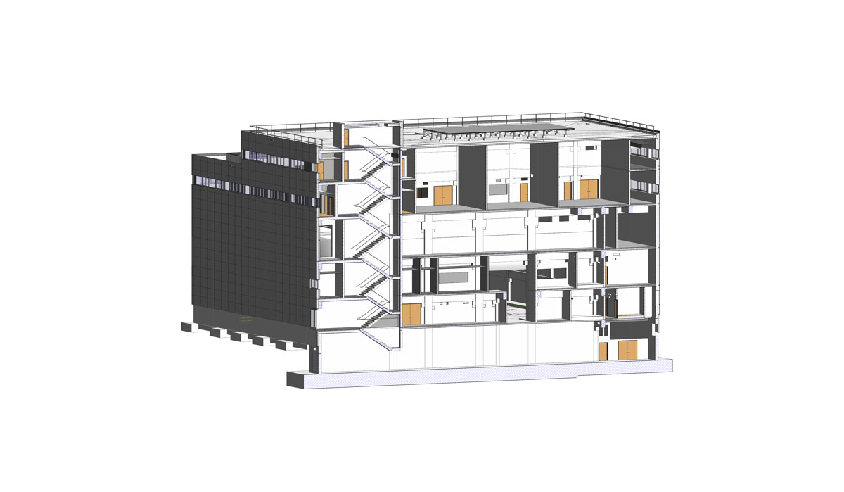 Wabe-Plan Architektur Fahrsimulationszentrum Revit 3D