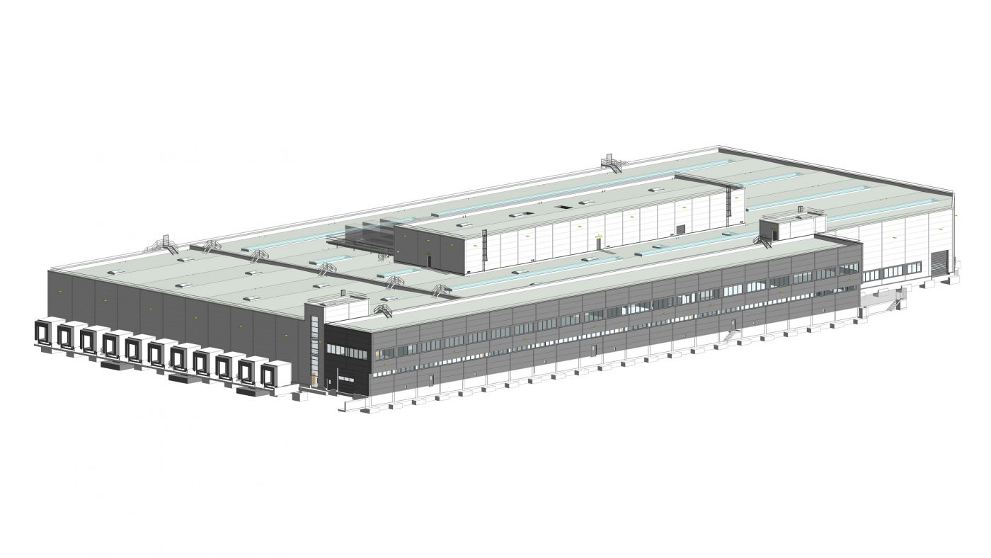 Wabe-Plan Architektur Industriehalle Esslingen Automobilhersteller, 3D BIM